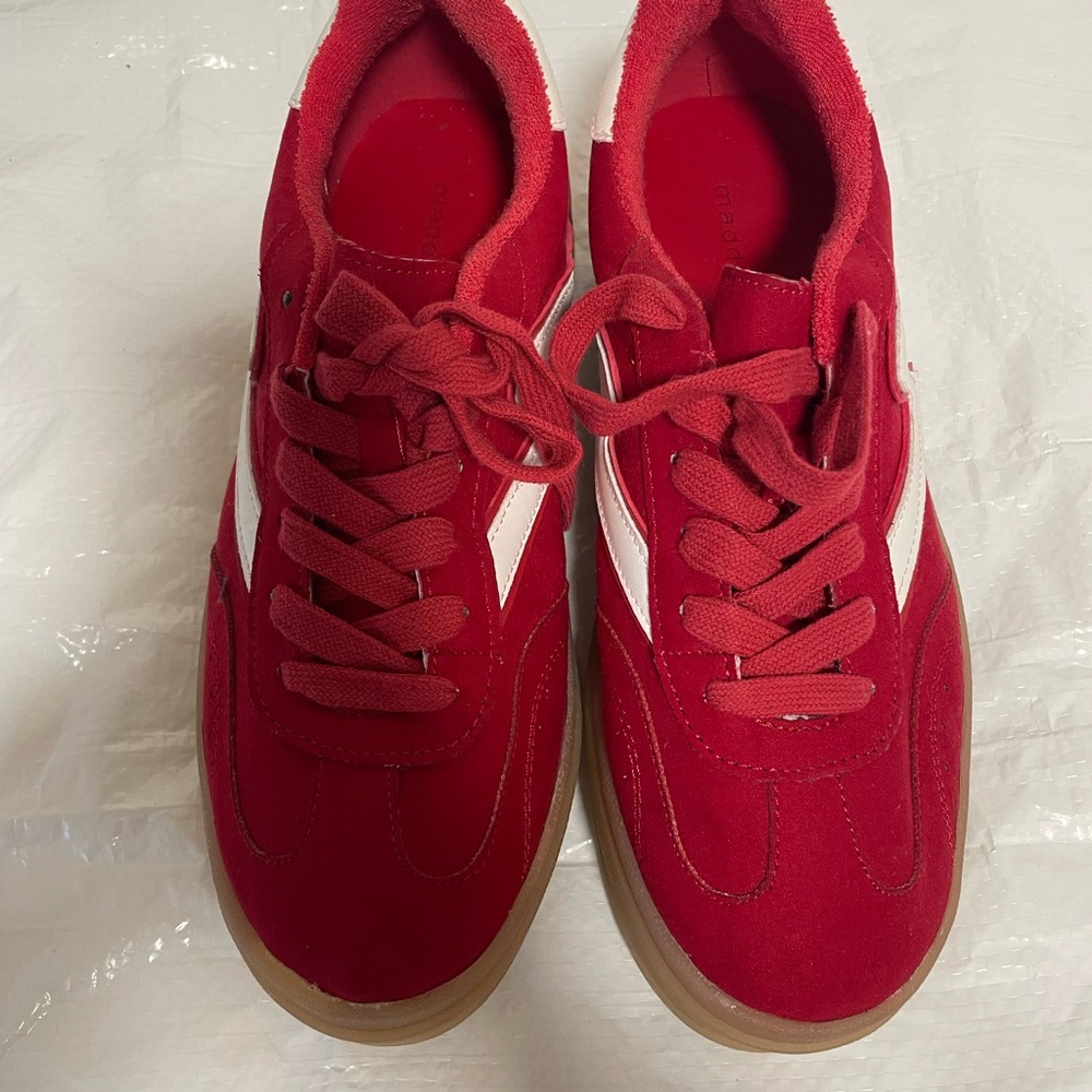 Madden Girl Red and White Sneakers